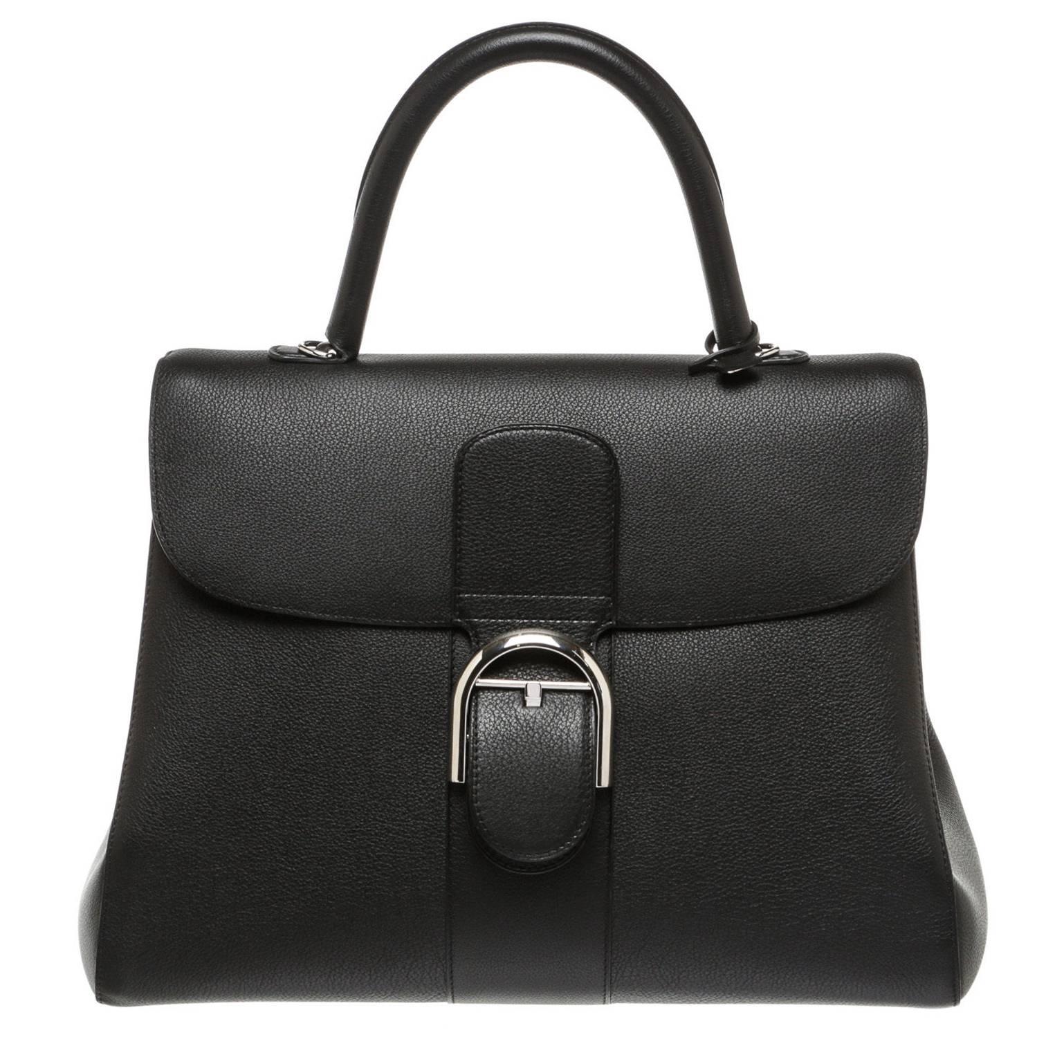 Delvaux Black Leather Brillant GM Satchel Handbag For Sale