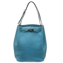 Hermes Turquoise Togo Leather So Kelly Shoulder Handbag