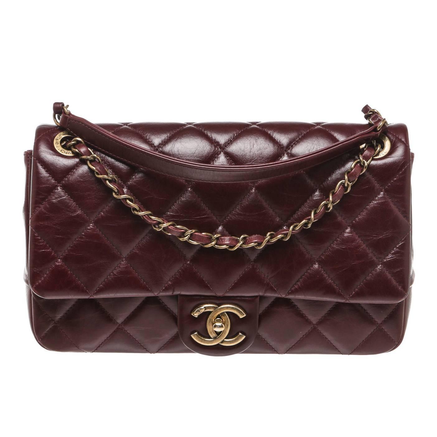 Chanel Burgundy Leather Paris-Salzburg Collection Classic Flap Handbag For Sale