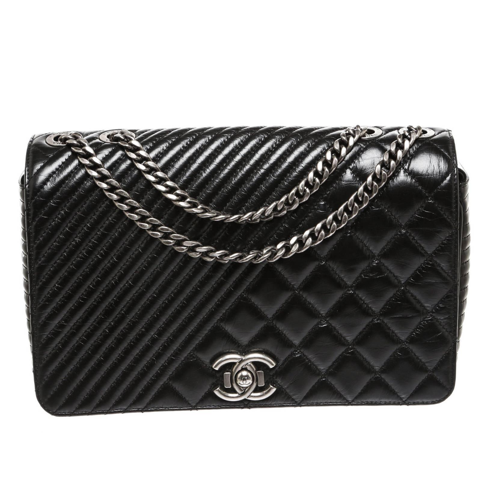 Chanel Black Calfskin Leather Coco Boy Flap Bag Shoulder Handbag For Sale