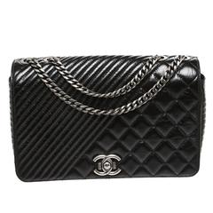 Chanel Black Calfskin Leather Coco Boy Flap Bag Shoulder Handbag
