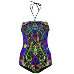 New VERSACE Blue Barocco Printed swimsuit 4
