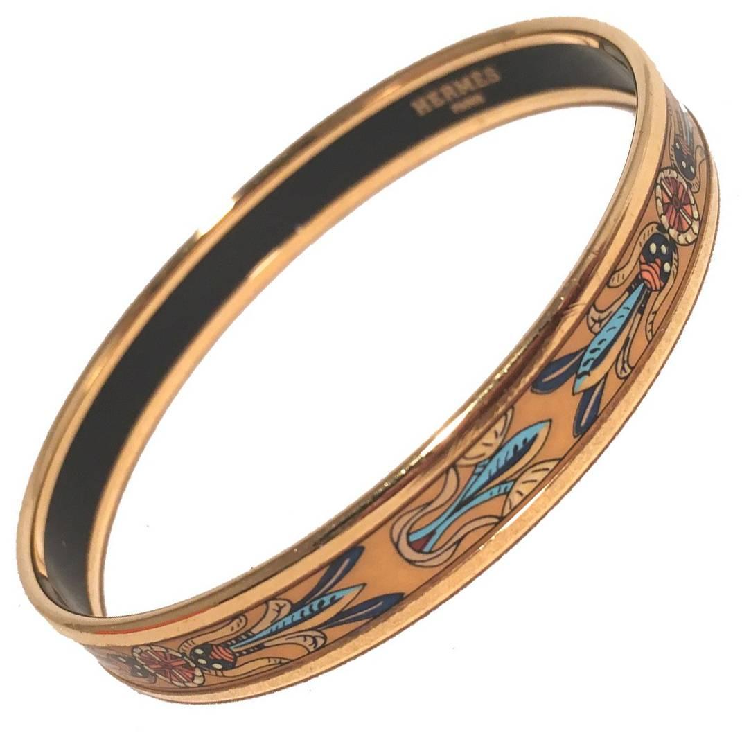 Hermes Dreamcatcher Print Enamel Bangle Bracelet