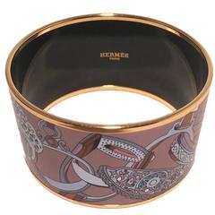 Hermes Purple Gold Bridal Horse Equestrian Enamel Bangle Bracelet 1