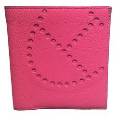 Hermes Coral Pink Vache Ligee Bifold Wallet