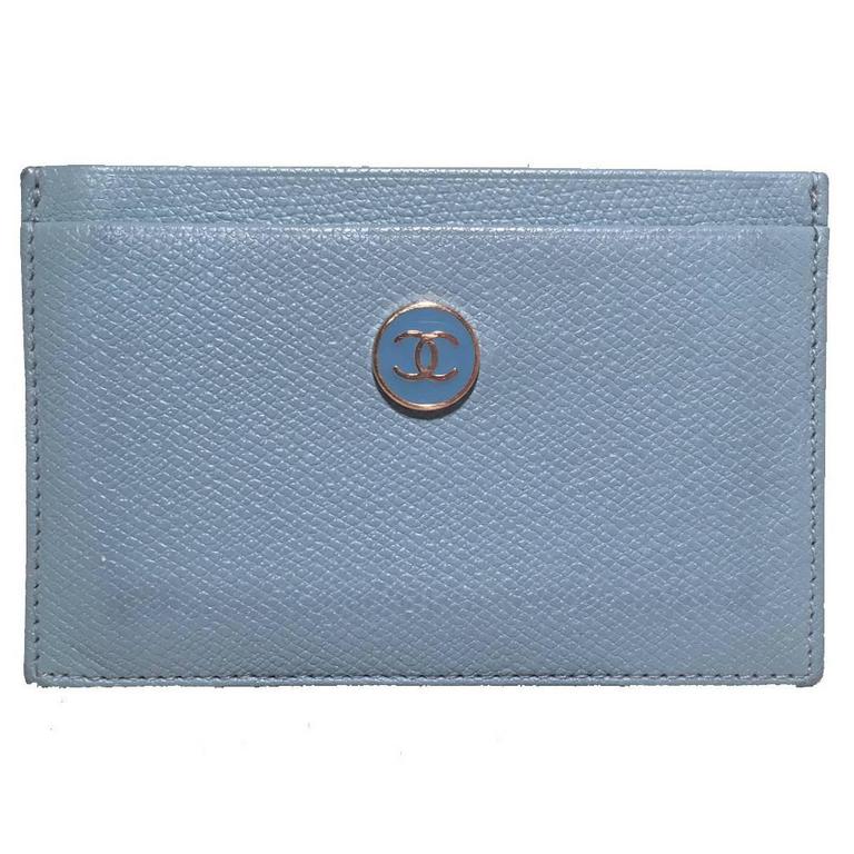 Chanel Blue Leather Credit Card ID Wallet at 1stDibs