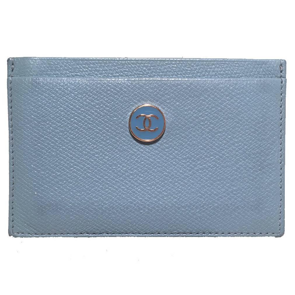 Chanel Blue Leather Credit Card ID Wallet