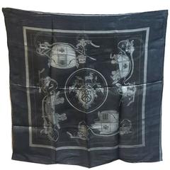 Hermes Navy Blue Silk Shimmering Sheer Lurex Small Scarf Handkercheif