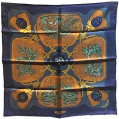 Vintage Hermes Tsubas Silk Pocket Square Scarf 