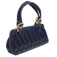 Retro 1970s Roberta di Camerino Blue Velvet Frame Handbag