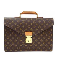 Louis Vuitton Used Rare Monogram Canvas Men's Briefcase Laptop Business Bag