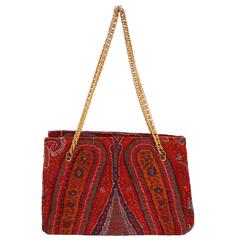 1970s Kashmir Wool Paisley Vintage Shoulder Bag by Artbag
