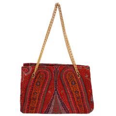 1970s Kashmir Wool Paisley Vintage Shoulder Bag by Artbag 