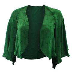 Vintage 1920s Devore Velvet Green Jacket