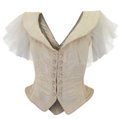 1970s Ivory Quilted Satin Corset Style Vintage Waistcoat by Penny Green