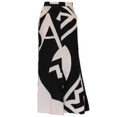 1970s Black & White Abstract Print Vintage Gianfranco Ferre Skirt