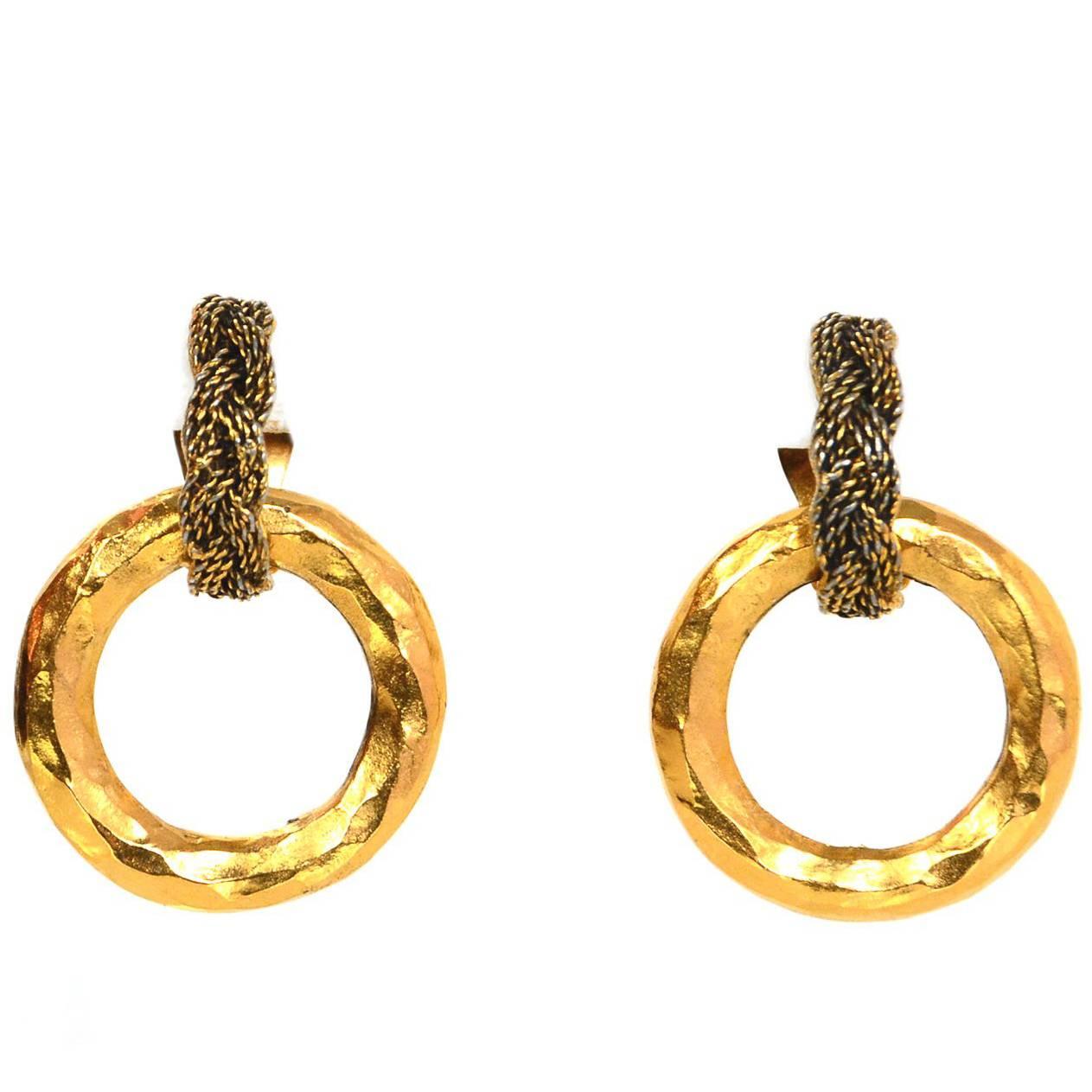 Chanel Braided Vintage Goldtone Clip-On Earrings