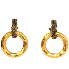 Chanel Braided Vintage Goldtone Clip-On Earrings 2
