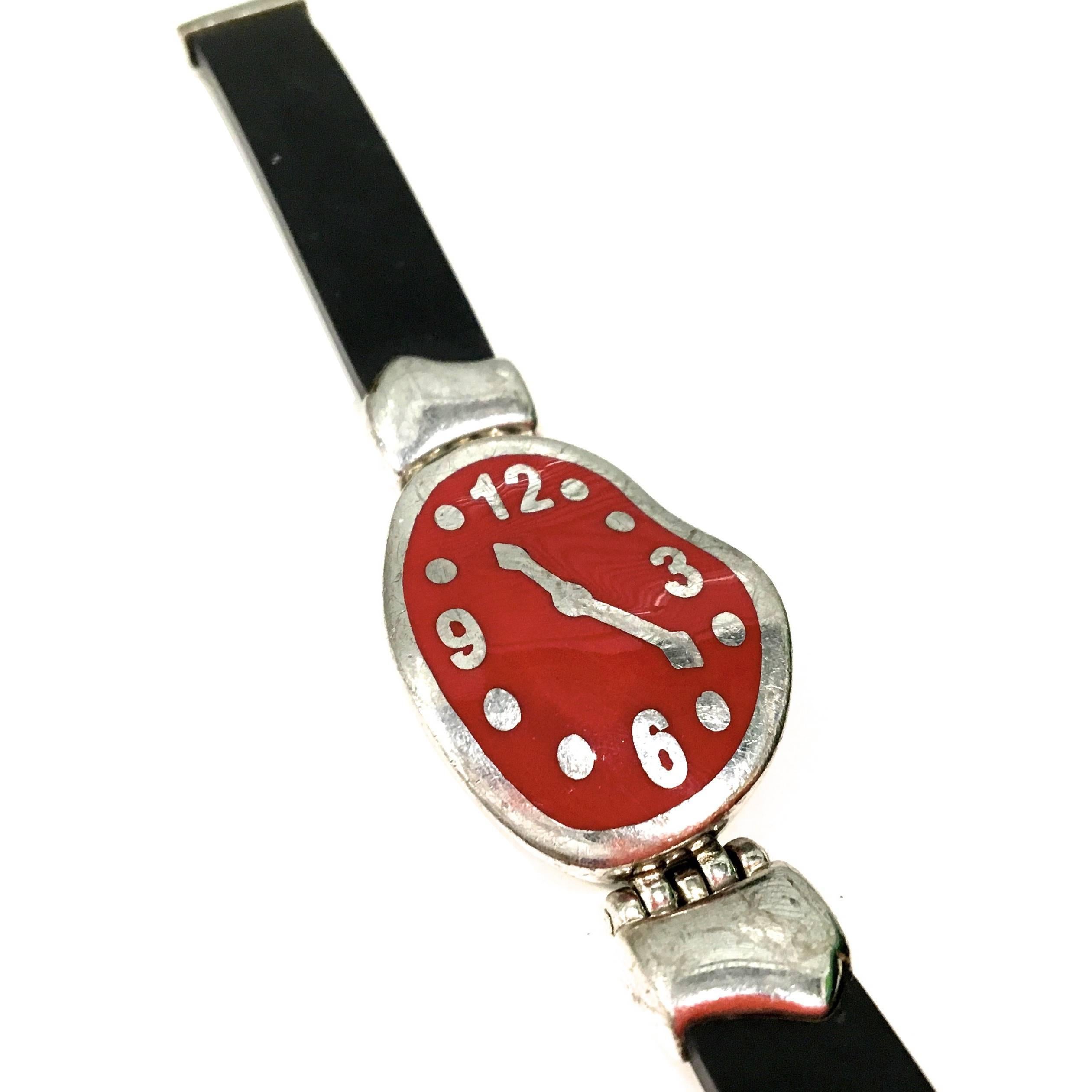 Iconic Salvador Dali Melting Clock Bracelet - Menegatti - Sterling Silver For Sale
