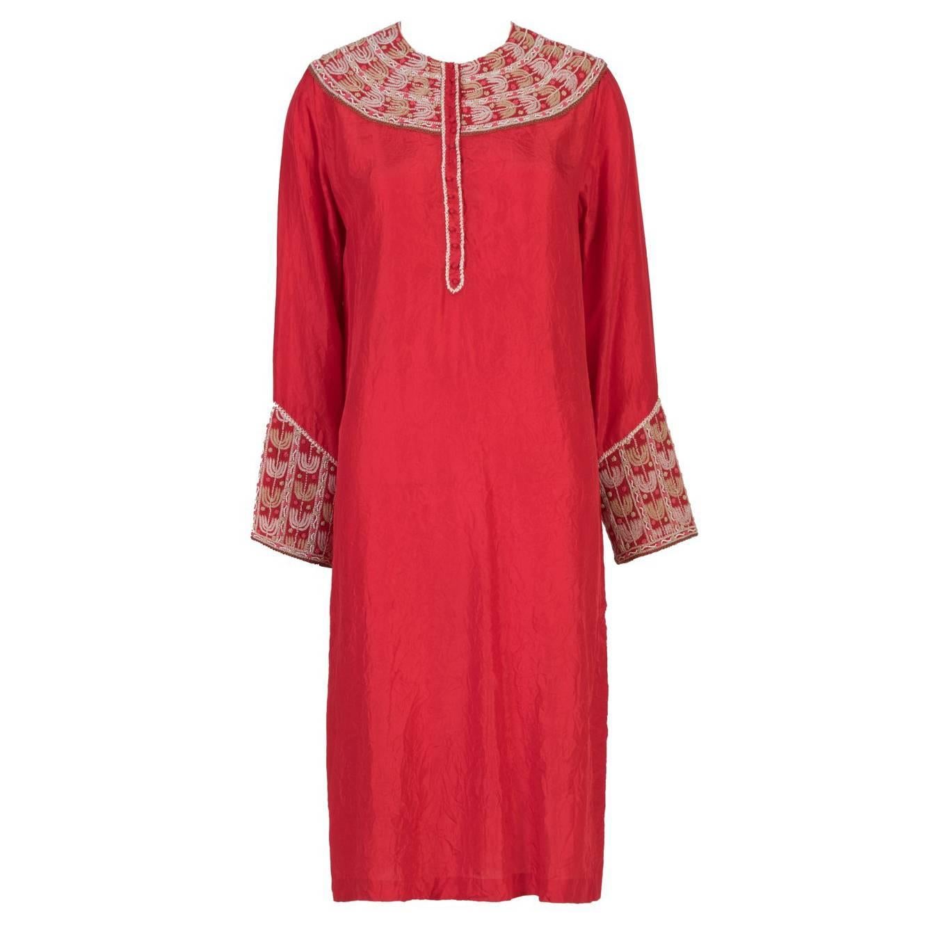 Anamika Khanna Red Hand Embroidered Dress For Sale