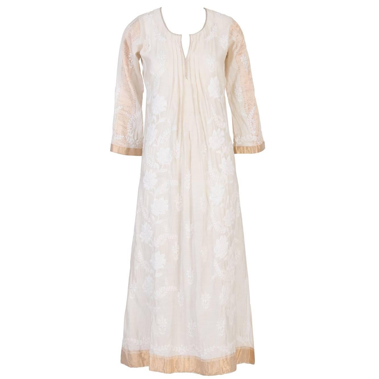 Ahilaya Gold trimmed tunic dress For Sale