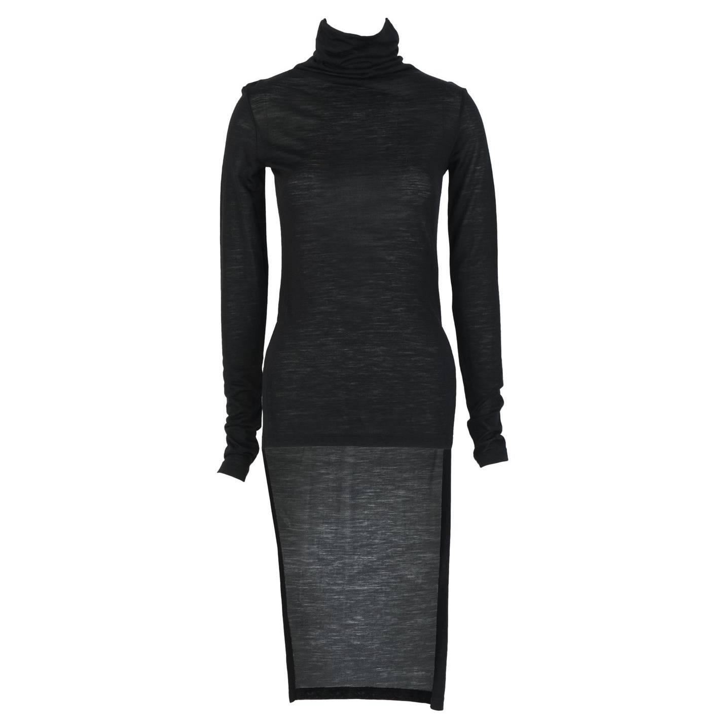 Ann Demeulemester Black turtleneck with knee length back panel  For Sale