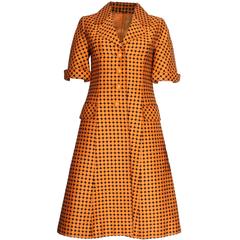 1960s Orange & Black Spotted Vintage Coat Dress 2