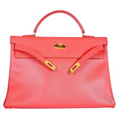 Hermes Kelly 40CM Rouge Venetian Ardennes Leather Gold Hardware JaneFinds