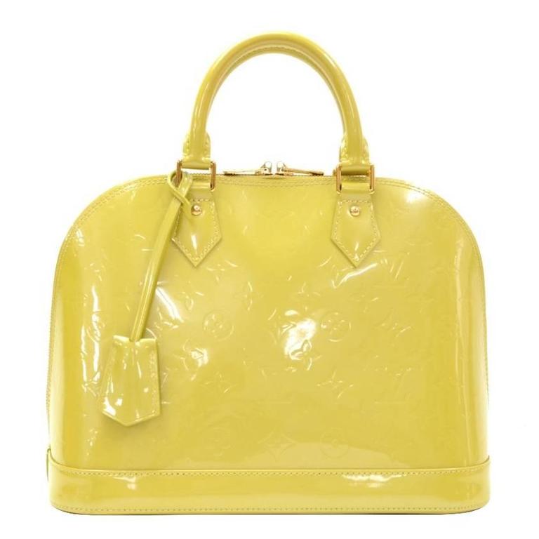 Louis Vuitton Alma Lime Green Vernis Leather Hand Bag at 1stDibs lime