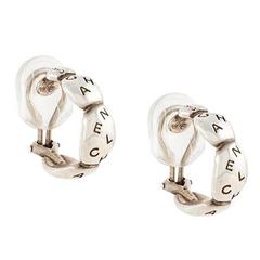 Vintage Chanel little logo loop silver earrings 90s