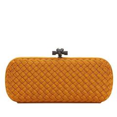 2000s Bottega Veneta Burnt Orange Woven Faille Silk Long Knot Clutch 2