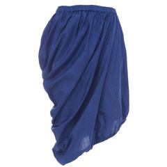 Issey Miyake Cobalt Blue Cotton Skirt With Asymmetrical Hemline, Circa 1980's 10