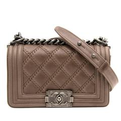 Chanel Taupe Quilted Boy Bag Small