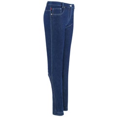 ALEXANDER MCQUEEN 2000 "Eye" Arch Cut Out Spike Studs Cotton Blue Jeans Pants