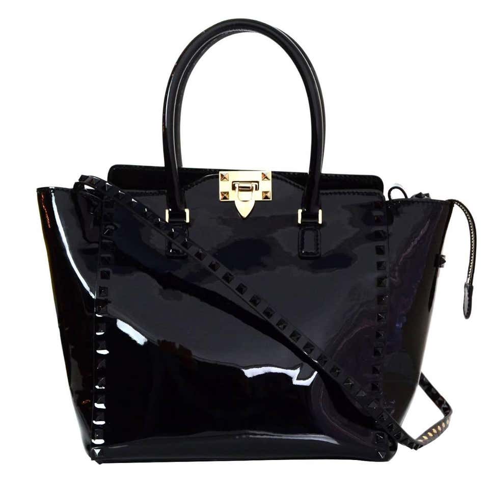 Valentino Black Patent Leather Rockstud Tote Bag For Sale at 1stDibs ...