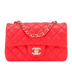 Chanel Red Quilted Lambskin Rectangular Mini Classic Flap Bag