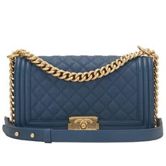 Chanel Dark Blue Caviar Medium Boy Bag