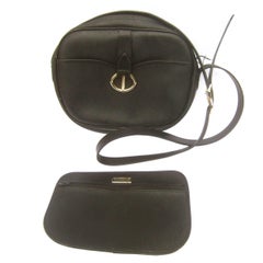 Retro Christian Dior Black Saddle Style Shoulder Bag c 1980s