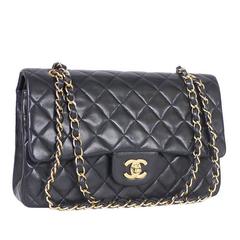 Chanel Black Lamb 2.55 Double Flap Medium Classic Shoulder Bag