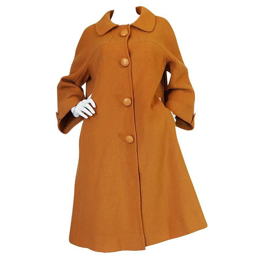 1950s Pierre Balmain Goldenrod Wool Swing Coat