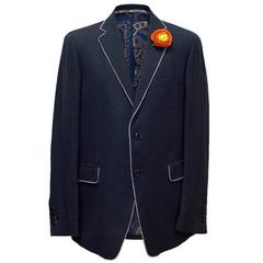 Etro Navy Blue Blazer with an Orange Rose