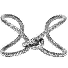 Bottega Veneta NEW Intrecciato Silver Knot Cuff Bangle Statement Bracelet