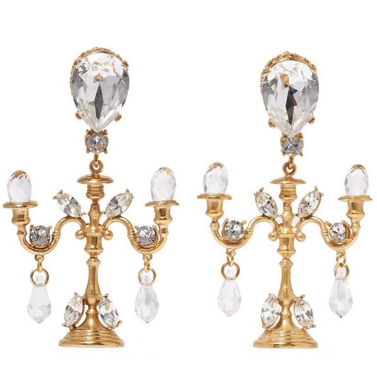 Dolce And Gabbana New Runway Gold Swarovski Crystal Candle Dolce Gabbana New Runway Gold Swarovski Crystal Candle Chandelier Earrings For