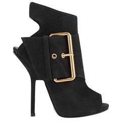 Giuseppe Zanotti NEW & SOLD OUT Black Leather Gold Buckle Ankle Booties in Box 12
