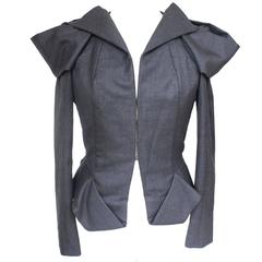 Bottega Vaneta Structured Grey Origami Jacket 42 uk 10