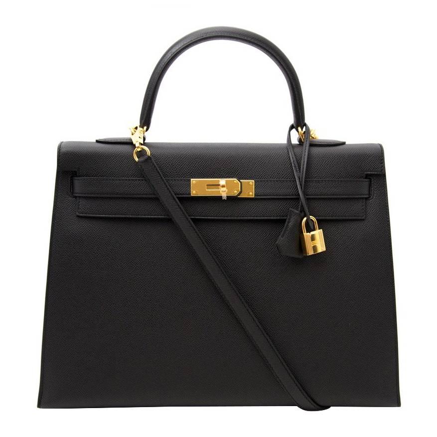 Brand New Black Hermes Kelly 35 Epsom 