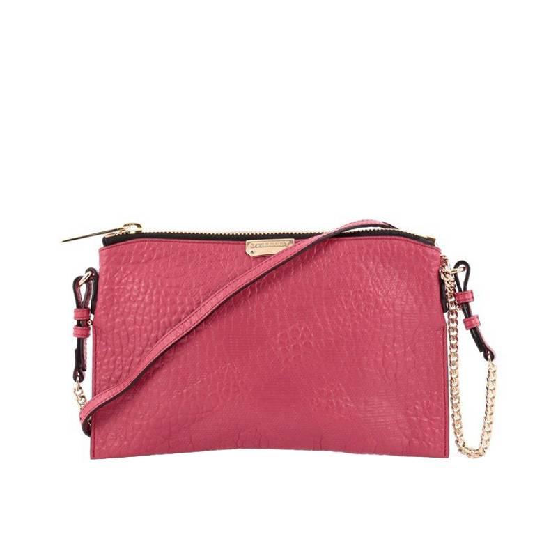 Burberry Peyton Crossbody Bag Embossed Check Leather