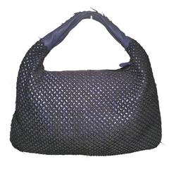 Bottega Veneta Navy Blue Leather Shoulder Bag