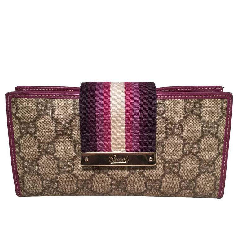 Gucci Monogram Purple Striped Canvas Wallet For Sale at 1stdibs
