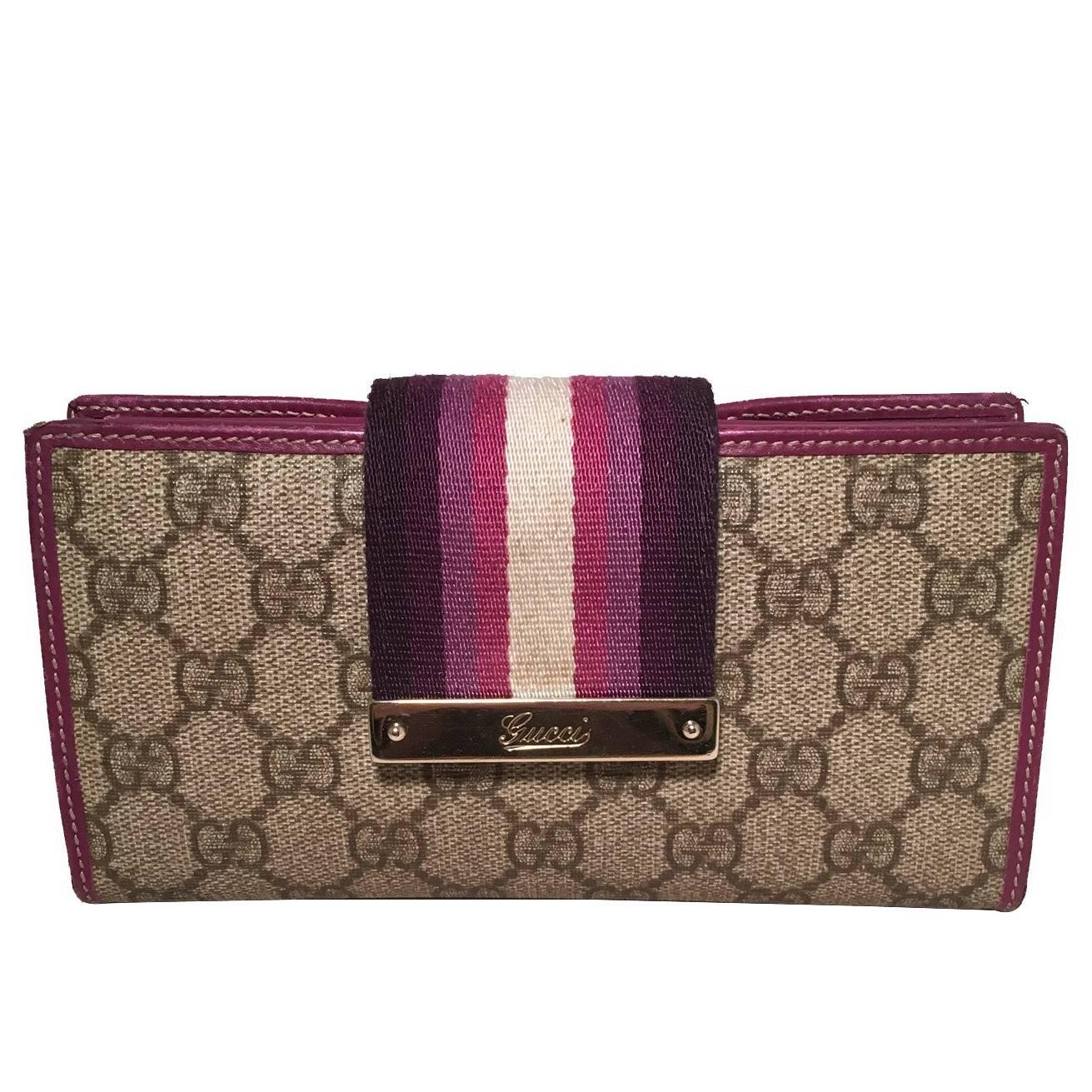 Gucci Monogram Purple Striped Canvas Wallet